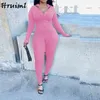 패션 Bodysuit 피트니스 Tracksuit Rompers Womens Jumpsuit 지퍼 후드 칼라 캐주얼 스키니 바디 정장 여성을위한 Romper 210513