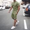 Männer Trainingsanzüge Ankunft Kurzarm Blank Sommer 2 Stück Casual Set Männer Kurze SetHerren