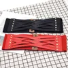 Women Fashion Wide Belts For Ladies PU Leather Slimming Body Dress Belt Elastic Black Corset Waistband Female Cummerbunds G220301