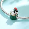 Jul DIY Gåvor 925 Sterling Silver Fine Green Enamel Snow House Snowman Tree Charms Armband Göra Lyxsmycken