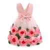 Princesse bébé filles brodé rose fleur élégante robe de fête d'anniversaire de mariage filles robes d'été robe formelle vêtements pour enfants Q0716