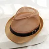 Sommar Spring Mode Kvinnors Weave Straw Hat Wide Brim Sun Hat Med Band Utomhus Holiday Flat Round Top Beach Hats