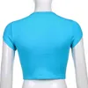 カワイイペイズリープリントY2K Tシャツの半袖ファッション女性原宿夏のクロップトップトップスブルーティーシャツ210510