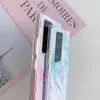 Laser Gradient Marble Phone Cases For Samsung S21 S20 FE S10 S9 Plus A52 A72 A51 A71 A50 Note 20 10 Ring Soft Back Cover