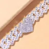 Anklets 12mm Miami Iced Out Heart Shaped Cuban Link Anklet Chunky för män Kvinnor Partihandel Armband Crystal Punk Foot Chain Ankle Jewelry Mar