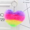 Fashion Trinket Fluffy Artificial Rabbit Fur Ball Key Chain Colorful Pompons Keychain Women Car Bag Key Ring Jewelry Gifts G1019