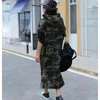 Autumn Basic Hooded Dress Sweatshirts Women Korean Fashion Camouflage Hoodies New Long Outwear Plus Size Split Casual Pullovers G1214