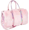 Evening Bags Soft Rainbow Handbags Faux Fur Women Tote Large Capacity Laser Symphony Pink Shoulder Boston Bag HIgh Quality