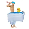 Mascotte Costumeshot Duck opblaasbare kostuum rit op badkuip uitgaan met een bad zwemmen mooie mooie jurk voor interessante volwassen manmascot D