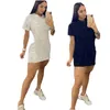 Kvinnor miniklänningar kort ärmskjorta kjolar bodycon klänning Sommarkläder plus storlek S-2XL Vit svart bokstavs kjol Packaged höftkjolar 4630