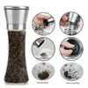 Stainless Steel Salt and Pepper Grinder Shakers Glass Body Spice Salt And Pepper Mill with Adjustable Ceramic Rotor 574 V2