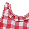 3PCS Toddler Girls Summer Clothing Set kids Casual Sport Suits Plaid Skirted T-shirt Tops+Denim Shorts Bloomers Headband Outfits 210326