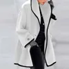 Long manteau d'hiver pour femmes bouton unique Hoodies poches col rabattu décontracté femmes veste kaki lâche dames manteaux 210820