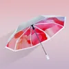 Nuovo ombrello pieghevole automatico Ombrelli da sole anti UV Pioggia da donna Rivestimento in argento Parasole da viaggio Modello floreale per ragazze