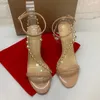 Summer sexy lady Women Sandals Nude Ankle Strap Studs spikes Matte Leather high heels Shoes 12cm large size 43