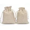Storage Bags Natural Burlap Linen Jute Drawstring Gift Sacks Party Favors Packaging Bag Wedding Candy Supplies