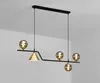 Lampes noires de Style nordique lustre pour salon salle à manger cuisine ampoule en verre Led plafond suspension décoration intérieure