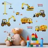 Wall Stickers Excavator Engineering Vehicle For Kids Boy Bedroom Home Decor Wallpaper DIY Self-adhesive PVC Decals Mural