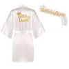 glitter gold Birthday Queen with crown birthday girl satin slipper party kimono Gift for Her Princess Spa robes