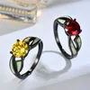 Fedi nuziali di lusso femminile bianco blu fuoco opalino anello di pietra vintage nero oro promessa arcobaleno impegno per le donne