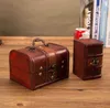 2Pcs Set Wooden Pirate Jewellery Storage Box Case Holder Vintage Treasure Chest