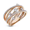 Huitan delicate Multi-Strand Cross Design Dames Ring Dagelijks Mode Accessoires Verjaardag Verjaardag Love Day Gift Shine CZ Rings X0715