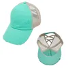 DHL Ship Ponytail Baseball Cap Messy Bun Hats For Women Washed Cotton Snapback Caps Casual Summer Sun Visor Outdoor Hat CPA28061325515