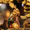 Zayton Nativity Scène Set Cadeau de Noël Sainte Famille Statue Christ Jésus Mary Joseph Catholique Figurine Catholique Figurine Noël Décor 211027