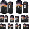 Phoenixsunsmen Devin 1 부커 Chris Paul Deandre Ayton Jae Crowder 2020-21 Black City Basketball Jersey New Uniform