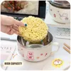 W&G Kawaii Lunch Box Set Pot Belly Cute Instant Noodle Bowl with Lid Handle 304 Stainless Steel Bento for Kids 220217