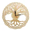 Orologio da parete moderno Geometria sacra Capolavoro fatto a mano Albero della vita in legno rustico Orologio da parete Infinity Tree Home Decor Zen 210325