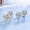 Square Zircon Stud Earring Women Copper Gold Plating Hoop Earrings Party Jewelry