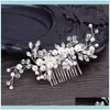 Fasce per capelli Jewelrykmvexo Design europeo Foglie Aessories Perla Fiore di cristallo Pettine da sposa Gioielli per capelli da sposa Regalo Drop Delivery 2021 Kolnv