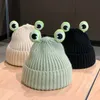 Berets Knitted Cute Frog Cap For Teen Girls Winter Warm Soft Hat Cartoon Hats Fashion Women Plain Brimless Beanie Skullies