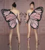 حللا للسيدات تصميم الفراشة الكبيرة جناح وحشي أحجار bodysuit الإناث مثير بلورة يوتار حفلة تأثيري