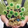 HD Groene Bloem Olifant Boom Turkse Feng Shui Evil Eye Voor Bescherming Rijkdom Good Geluk Gift Home Decor Hars Figurine 210804