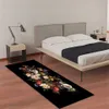 Europeu luxo retrô flor preta tapete de piso longo para cozinha simples anti-deslizamento flanela casa de banho quarto tapete tapete tapete 210727