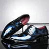 Dress Shoes Fashion Men Bright Leather Wedding Flowers Print Pointed Toe Lace Up Business Nice Hjn6