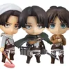 10cm Attack On Titan Levi Ackerman Anime Figure 375# 390# 417# PVC Action Figure Toys Ackerman statue Collection Model Doll Gift X0526