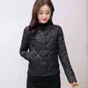 Autumn Winter Fashion Cotton Padded Jacket Women Short Light Down Cotton Padded Jacket Thin Lady Solid Stand Collar Jacket 211130