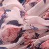 2021 Autunno Autunno manica lunga scollo a V nero / rosa stampa floreale in chiffon con cintura lungo pieghettato abito lungo abiti casual eleganti 21O150408