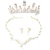 Koreaanse gouden oorbellen kettingen tiara sieraden set bruids accessoires bruiloft sieraden set H1022