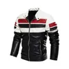 Moda uomo Casual Giacca in pelle Autunno Inverno Cappotto caldo Patchwork Cappotto con cerniera Giacca a vento Giacca da motociclista Maschile Outwear 211009