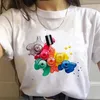 2020 Yaz Kadın T-shirt Renkli Tırnak Poli Baskılı Tişörtleri Rahat Tops Tee Harajuku 90 S Vintage Beyaz Tişört Kadın Giyim X0527