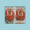 Brincos colar conjuntos de jóias originais coral beads Nigerian Wedding African Declaração Set Chunky CNR693 C18122701 Drop entrega 2021