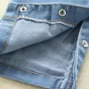 Jeans Europe et États-Unis Printemps Automne Section Bébé Escalade En Gros Style Coréen Sans Manches Enfants Bleu Denim Pantalon Une Pièce Avec Bretelles