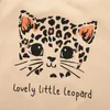 Inverno Crianças Define Casual Manga Longa O Pescoço Impressão Dos Desenhos Animados Cat T-shirt Leopard Calças Cute 2 Pcs Meninas roupas 210629