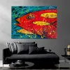 Abstrata lona pintura a óleo de peixes coloridos animal cartazes e imprime fotos de parede para criança sala de estar interior decoração sem moldura