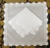 Nivelty Women 12PCS/Lot 12x12White Cotton Wedding Handkerchiefs Embroidered Lace Hankies For Special Occasions