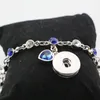 Bangle White Blue Romantic Heart Crystal Bracelet Bangles Rhinestone Hand Chain Fit 18mm Metal Snap Button Charm EBR0281